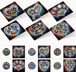 Diamond Painting Grusskarten Hunde-Pfoten